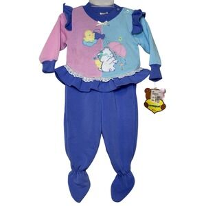 Vintage 1992 Size 6/9M Lovespun Baby Girls Purple Ruffled Footie Outfit 90's NWT